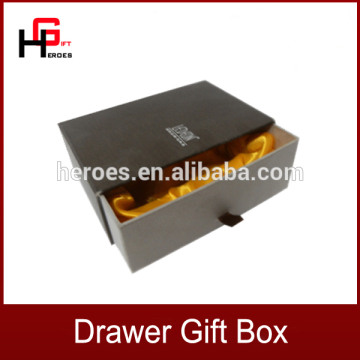 Trade Assurance Custom Eco-friendly High Quality Black Drawer Gift Box With Yellow Silk