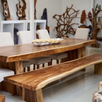 Prix ​​d'usine moderne meubles en bois - Edge Live Edge Outdoor Patio Garden Park en bois Long Banc pour manger
