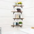 Wooden Wall Mounted Corner Bookshelf Set of 4