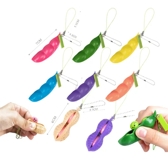 Promotional Fidget Bean Toys: Decompression Edamame Peapod and Peanut Anti-Stress Keychains for All Ages