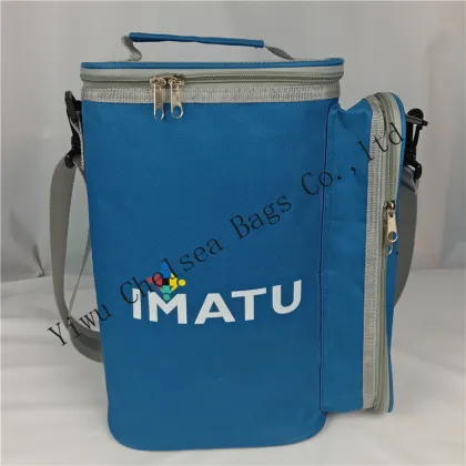 Lime blue 2 persons oxford insulated bag for wine bottle