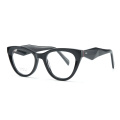 Patchwork -Design luxuriöser hochwertiges Katzen -Augen -Acetat optische Rahmendreiecksbrille für Männer Frauen