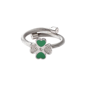 Stainless Steel Flower Shaped Fashion Jewelry Ring with Enamel Coloring for Daily Gifts