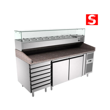 Stainless Steel Electric Refrigerated Salad Bar Counter for Restaurant Kitchens