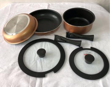 Detachable universal handle non-stick pan kit