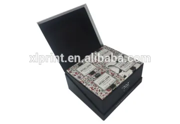 Magnetic closure matte white cardboard book design gift box with black PVC insert