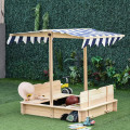 Children Outdoor Sandpit with Foldable Bench Seats