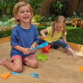 Wooden Backyard Sandbox with Cover Kid's Outdoor Furniture