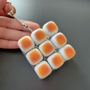 Round White Mantou Stress Relief Keychain