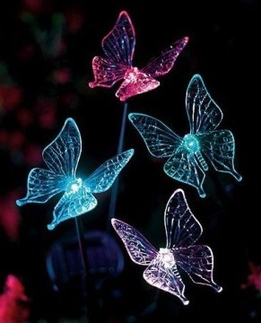 Free Shipping courtyard garden lights solar lawn lamp single rod trigeminal butterfly lights