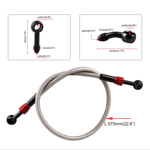 575mm Motorcycle brake Hose Braided Steel Brake Clutch Oil Hose Line Pipe Fit ATV Dirt Pit Bike Car-Styling high strength