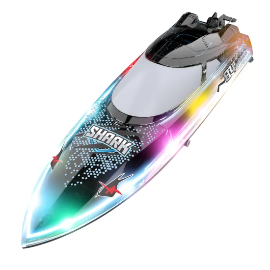 Flytec Rechargeable High-Speed Transparent Remote Control Boat with 30-Minute Playing Time and Colorful Lighting