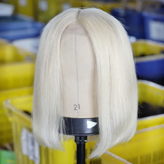 613 Short Bob 13*4 Lace Front Wig Colored Human Hair Wigs Brazilian Remy Hair Blonde Frontal Wig 180 Density For Black Women