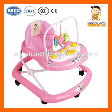 low price plastic baby walker pink 801A with 7 small black wheels and toy