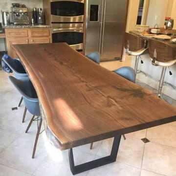 Live Edge Solid Walnut Wood Slab Restaurant Dining Table Top - Latest Factory Price Wooden Kitchen Furniture