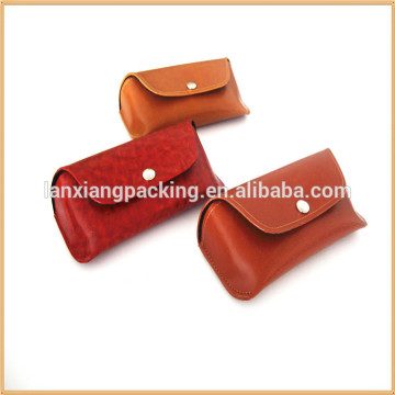2015 High Quality Fashionable Custom Leather Button Soft Sunglasses Case