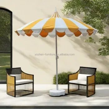 Durable 8.5 ft Batwing Pagoda Style Patio Umbrella