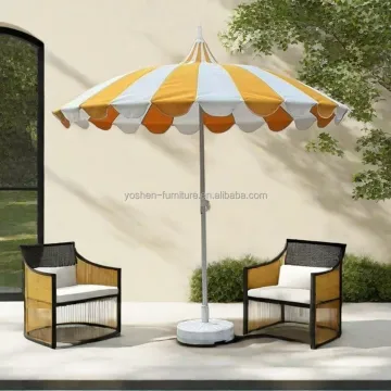 Durable 8.5 ft Batwing Pagoda Style Patio Umbrella