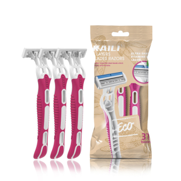 Wholesale Customized Stainless Steel Blades Shaving Razors with Recycled Plastic and Rubber Handles