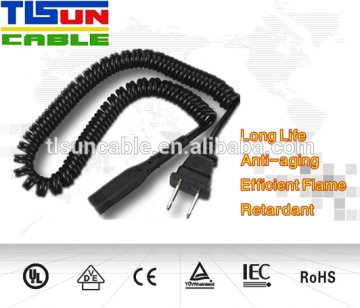 PU/PVC USA /European coiled power cord for laptop