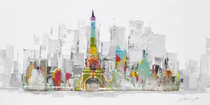 New York Paris Skyline Metal Wall Art