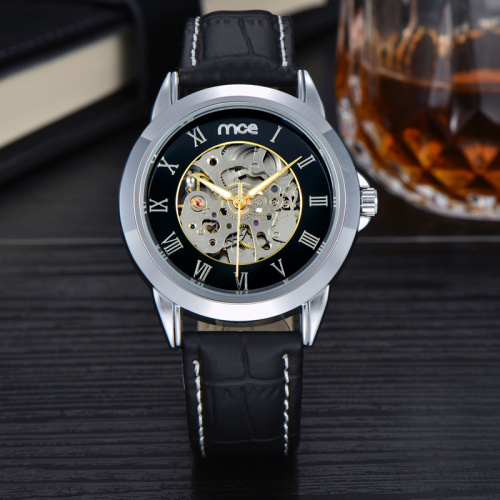 oem own logo automatic leather mens watch