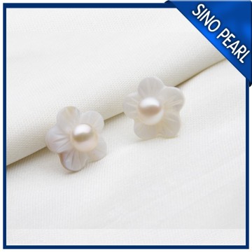 AA8-9 MM 2014 fashion freshwater pearl hollow out the butterfly shape pearl earrings PE034