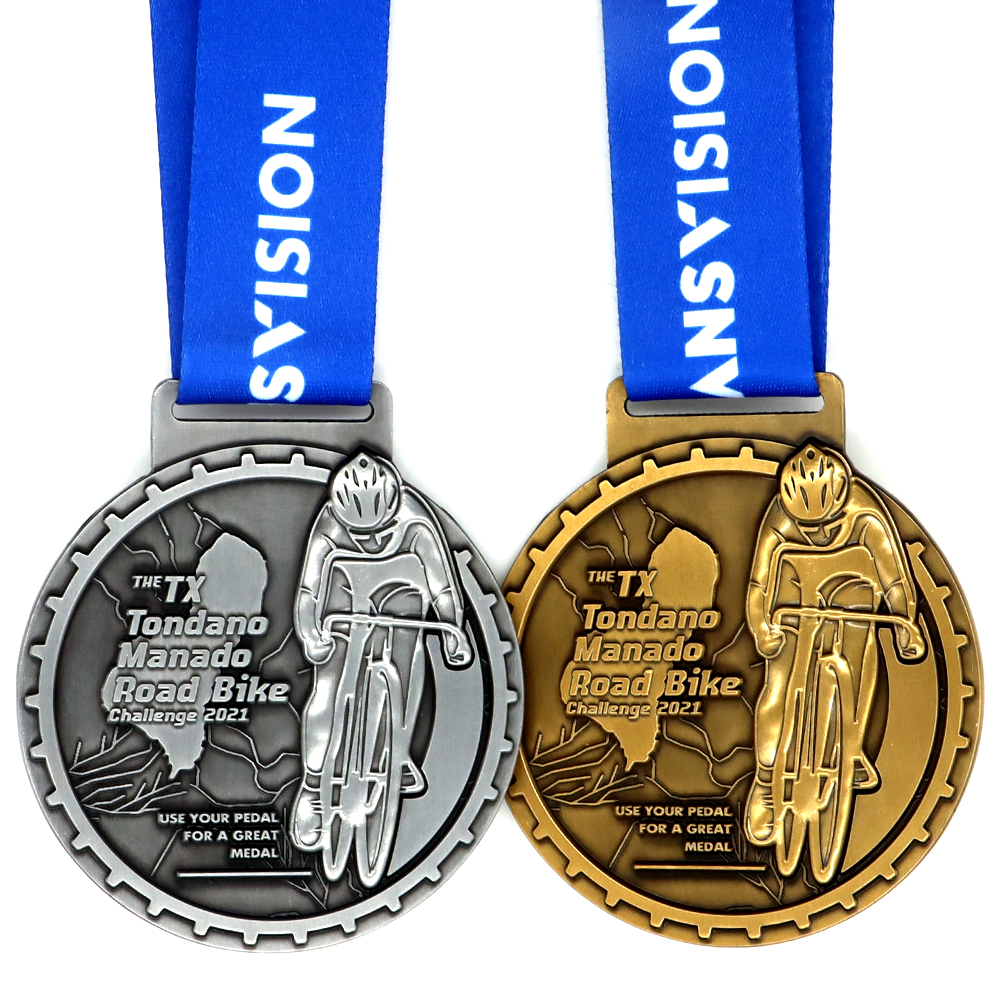 Medalha de corrida de bicicleta de montanha de reciclagem