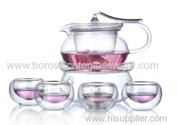 Elegant Innovative Design Red Teas Glass Teaware Sets 