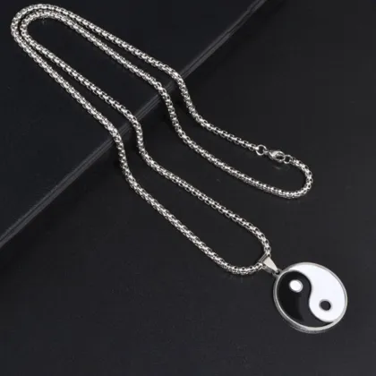 2024 Stylish Stainless Steel Men's Tai Chi Pendant Necklace: Retro & Ethnic Wholesale Collection