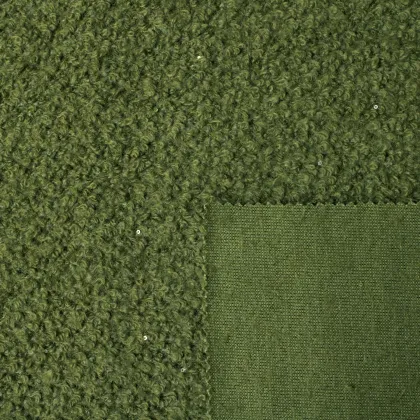 Mossy Green Sparkle Knit Wool Blend Fabric