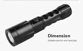 3.7V 5 Modes Rechargeable Led Zoom Flashlight 800Lumens SOS Function