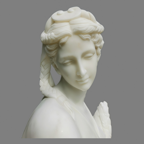 Timeless Neoclassical Female Figure in White Marble