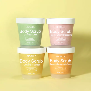 Custom Logo Private Label Organic Body Scrub: Aufhellen, Whitening, Peeling Coconut Lime Kurkuma Papaya Peeling