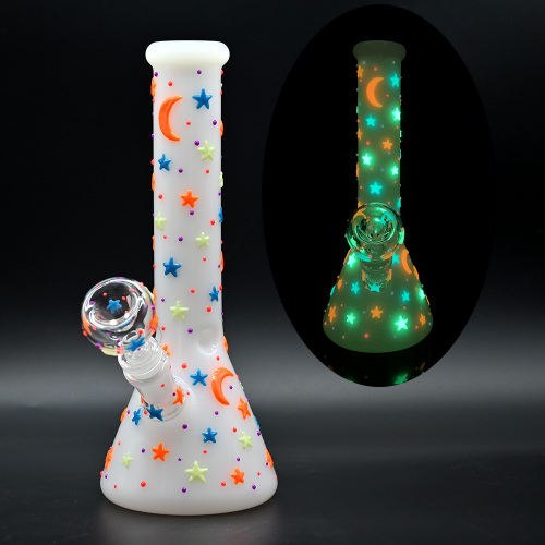 Night glow,starry moon,Glass Beaker Bong