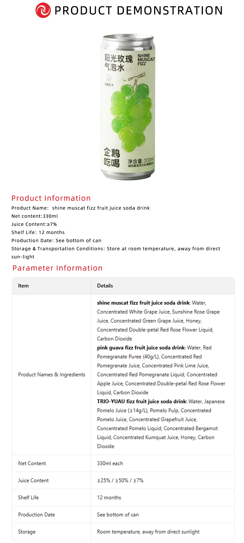 Sunshine Rose Sparkling Water with Fruit Juice x