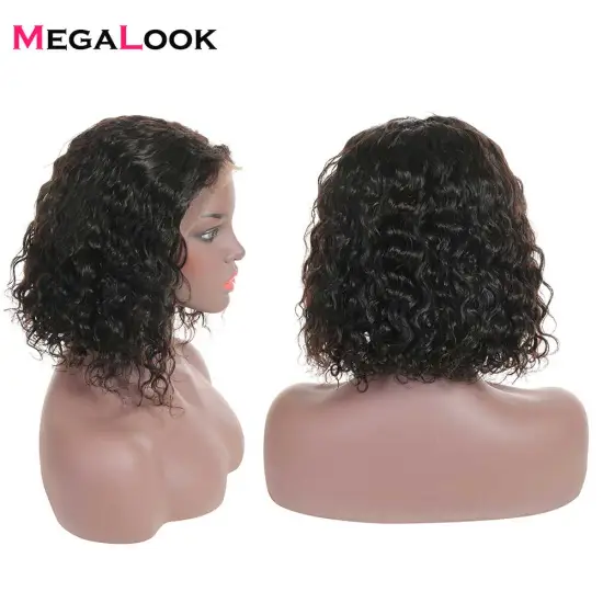 Wholesale Pre Plucked Custom Style Short 13X6 Lace Front Water Curly Wave Frontal Bob Wig