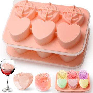 Rose Flower and Heart Shaped Silicone Ice Ball Trays for Whisky