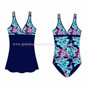 One-piece Skirt's Bottom Bikini, Made of 80% Nylon and 20% Spandex
