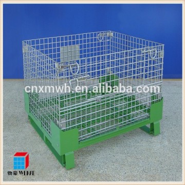 Heavy duty steel foldable box pallet steel storage cages mesh pallet box