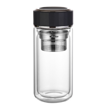 Wholesale Double-layer High Borosilicate Glass Water Bottle with Tea Infuser