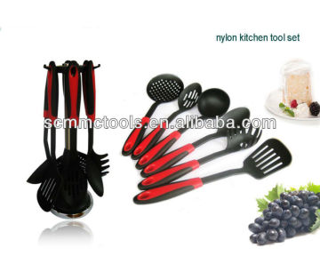 Rubber soft handle nylon cooking tool set