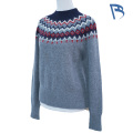 Pulover din tricot cu decolteu fals din jacquard Fair Isle gri