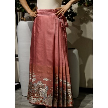 falda de rosa rosa largo