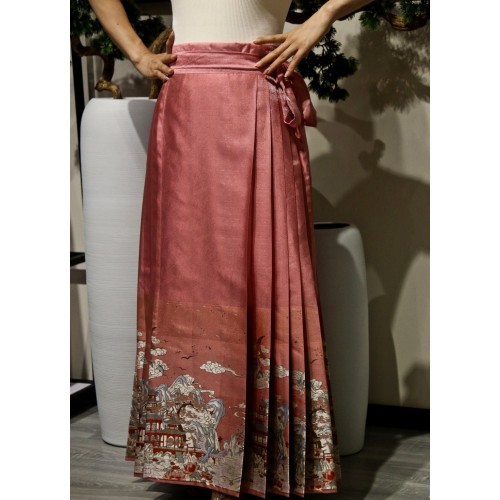 falda de rosa rosa largo