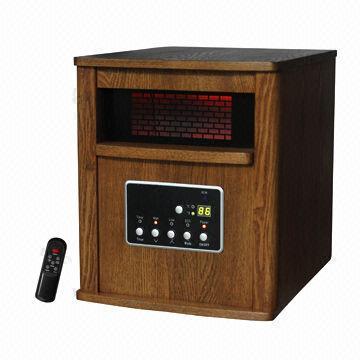 Wooden cabinet heater with LED display, remote control, 120V voltage