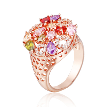 Anello rotondo in pietra multicolore alla moda per le donne