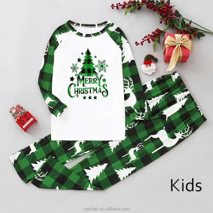 2022 Latest Green Tree Christmas Family Matching Pajamas