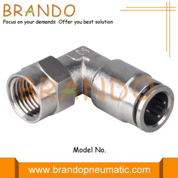 Γυναικείο νήμα αγκώνα Push-In Brass Pneumatic Hose Fitting