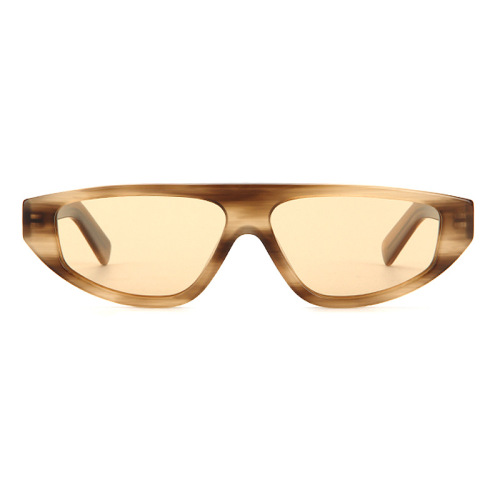 Mellume Flat Top Aviator Shield Acetate UV400 Sunglasses